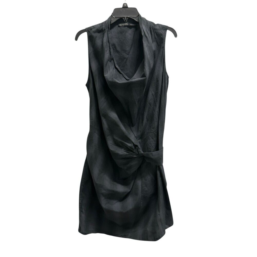 AllSaints Womens Liebe Check Wrap Sleeveless Cowl Neck Dress Size 8